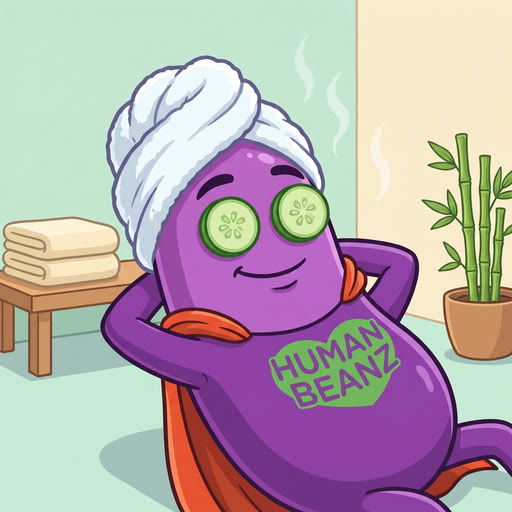 Bernie relaxing at the spa with cucumber slices on his eyes