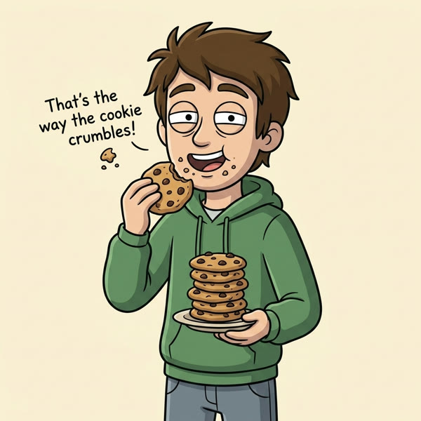 Hugh happily eating cookies