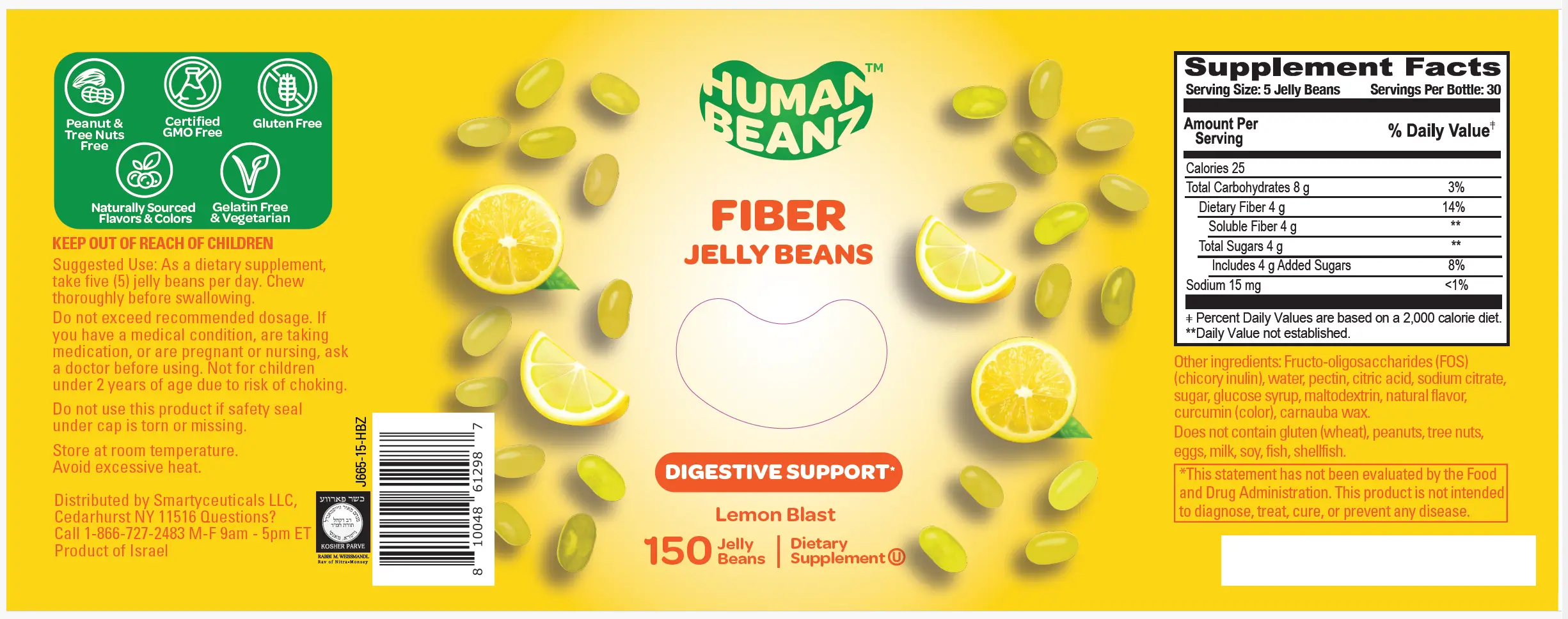 Human Beanz Fiber jelly bean gummies for digestive health