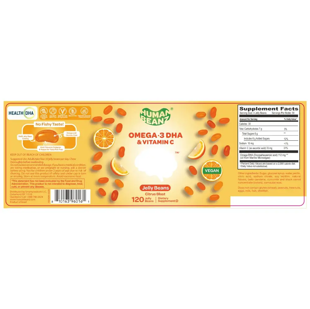 Human Beanz DHA Brain Beanz Omega-3 jelly bean supplements for adults