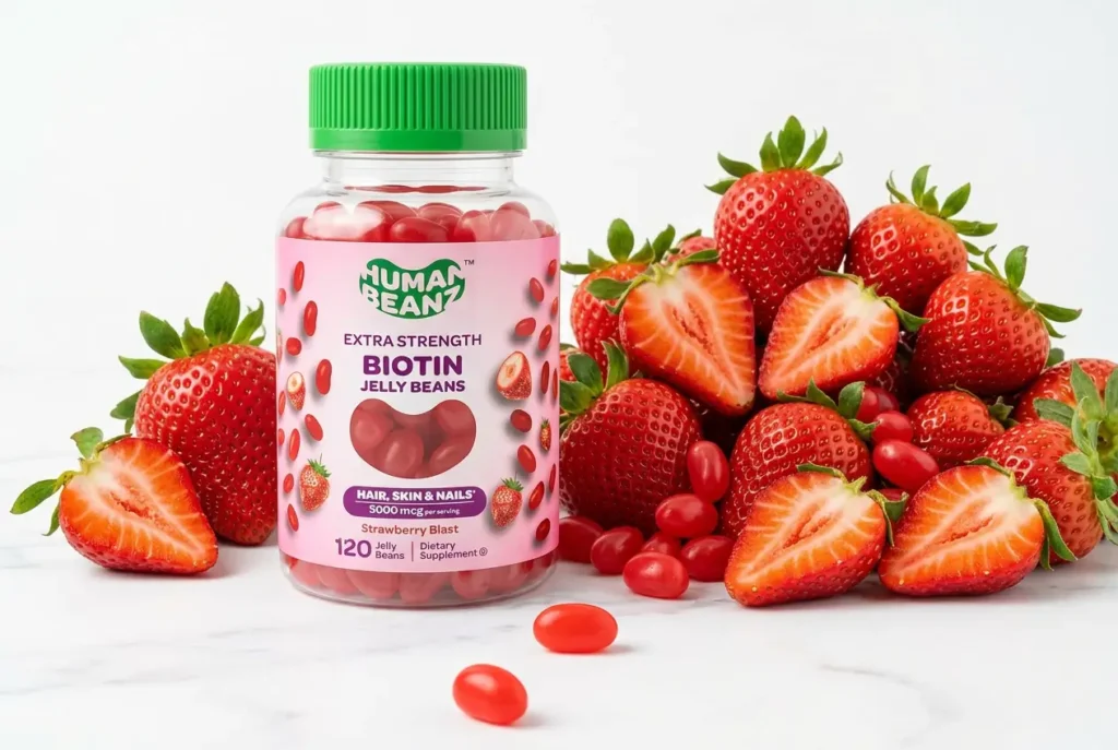 Best vitamin for hair skin and nails - Human Beanz Extra Strength Biotin Jelly Beans hair nail skin supplement